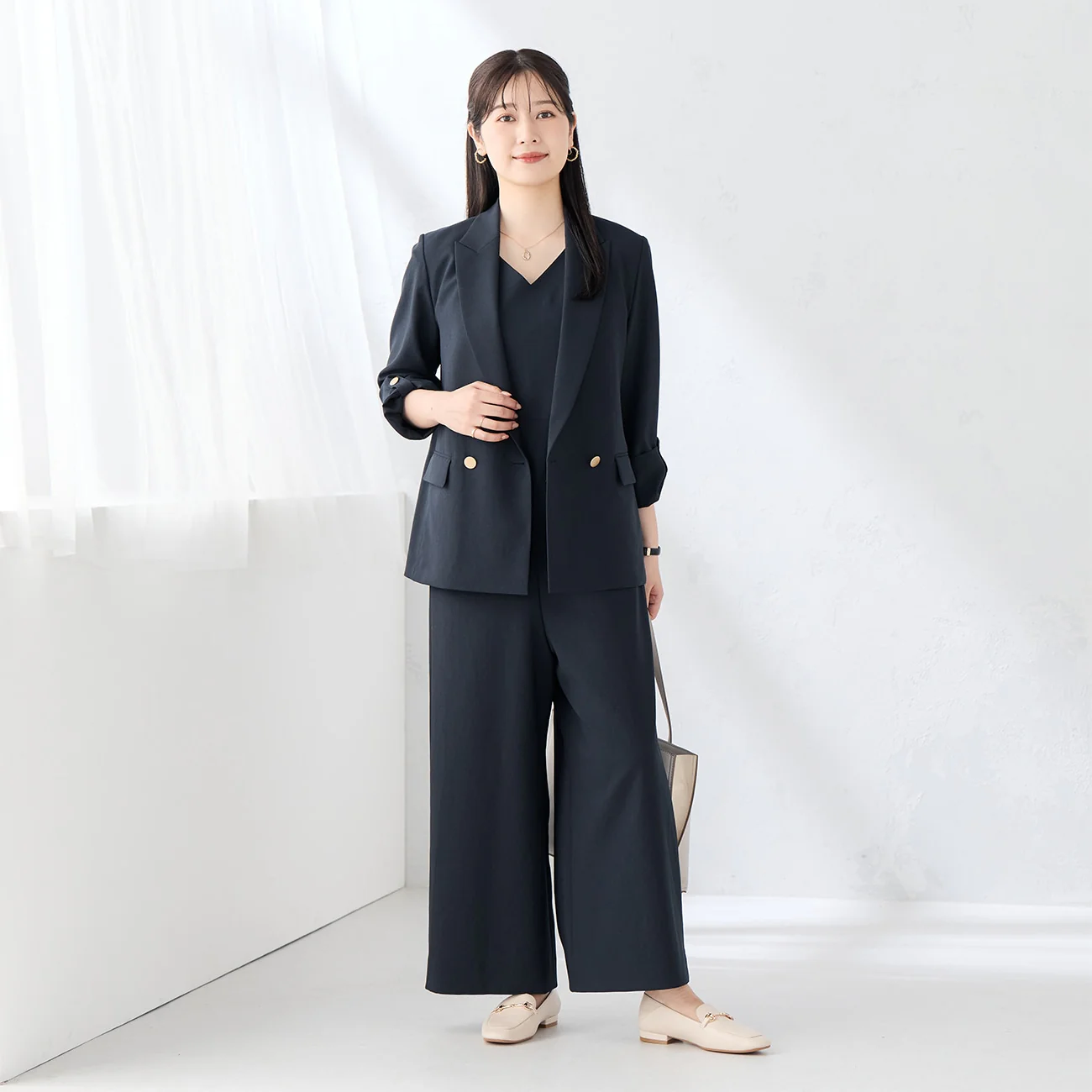 RIRANCHA Stretch Sleeveless Jumpsuit - Navy - Image 5