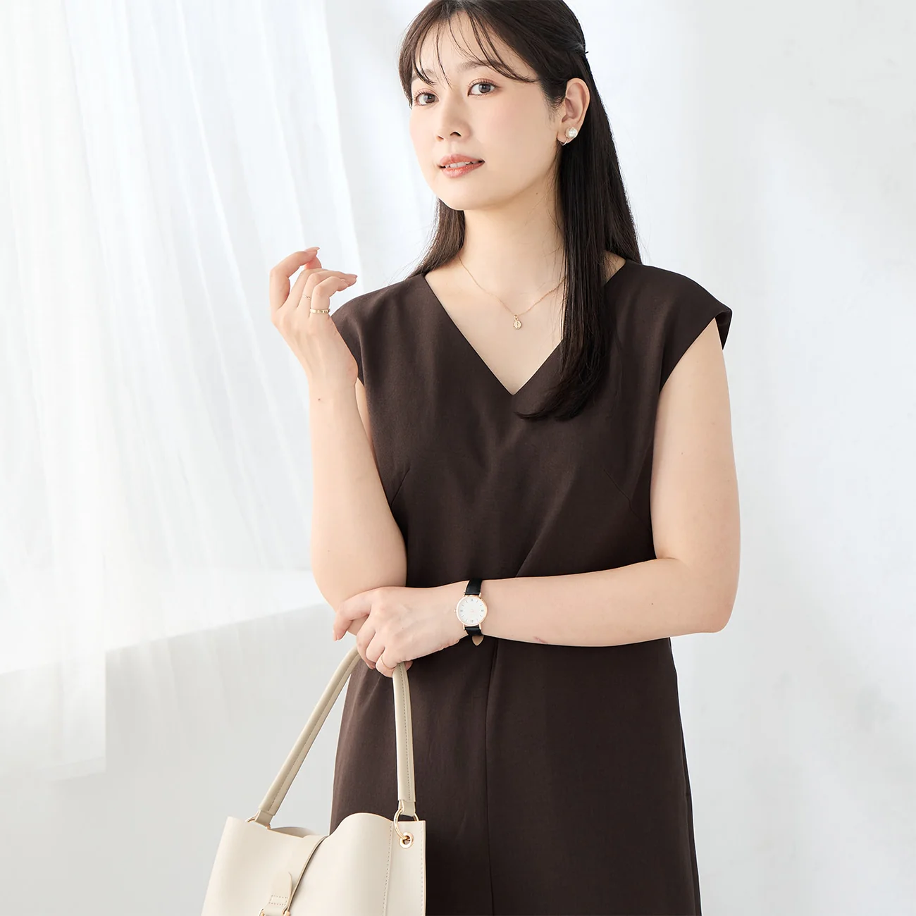 RIRANCHA Stretch Sleeveless Jumpsuit - Brown - Image 10