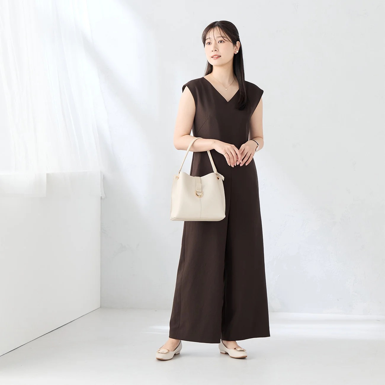 RIRANCHA Stretch Sleeveless Jumpsuit - Brown - Image 2