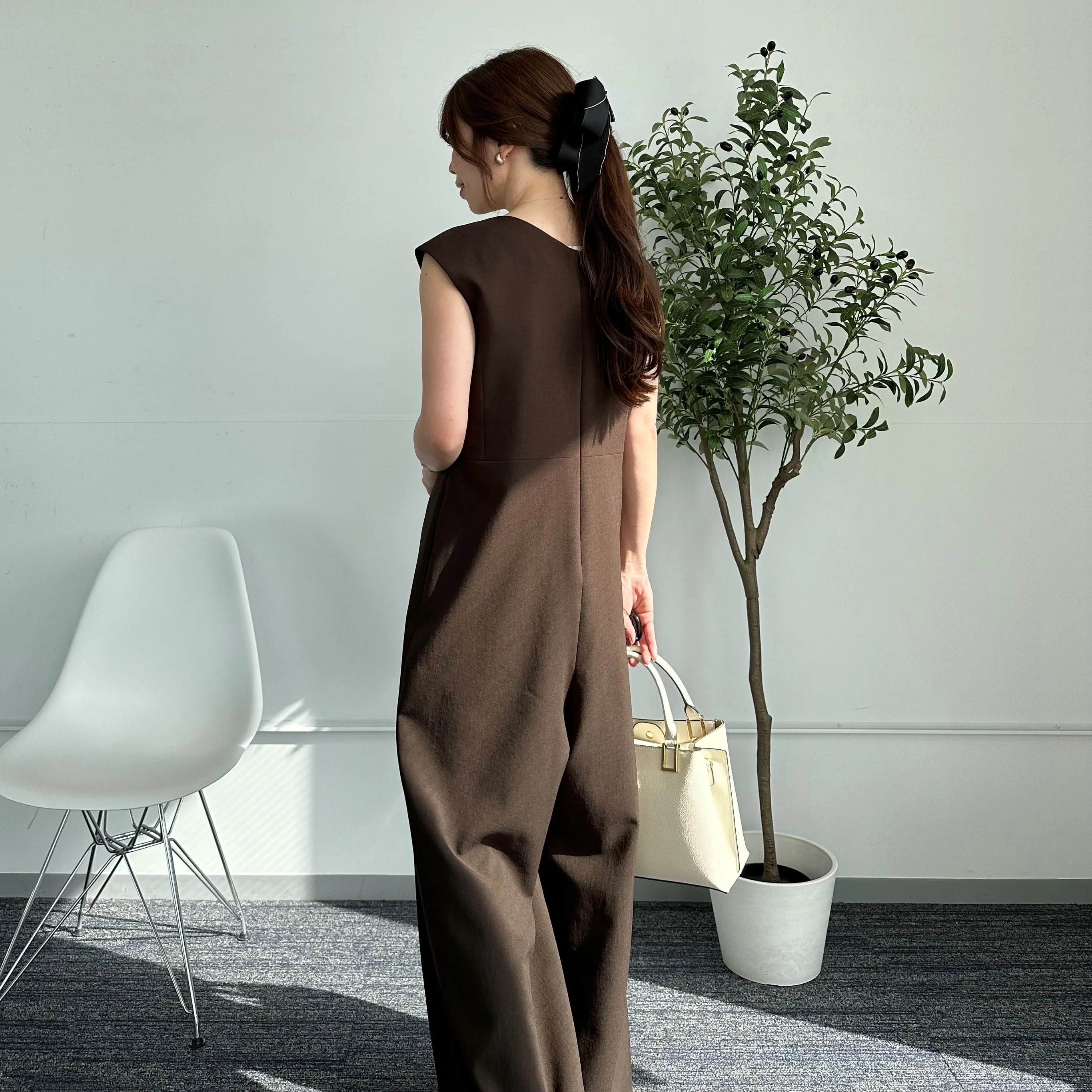 RIRANCHA Stretch Sleeveless Jumpsuit - Brown - Image 6