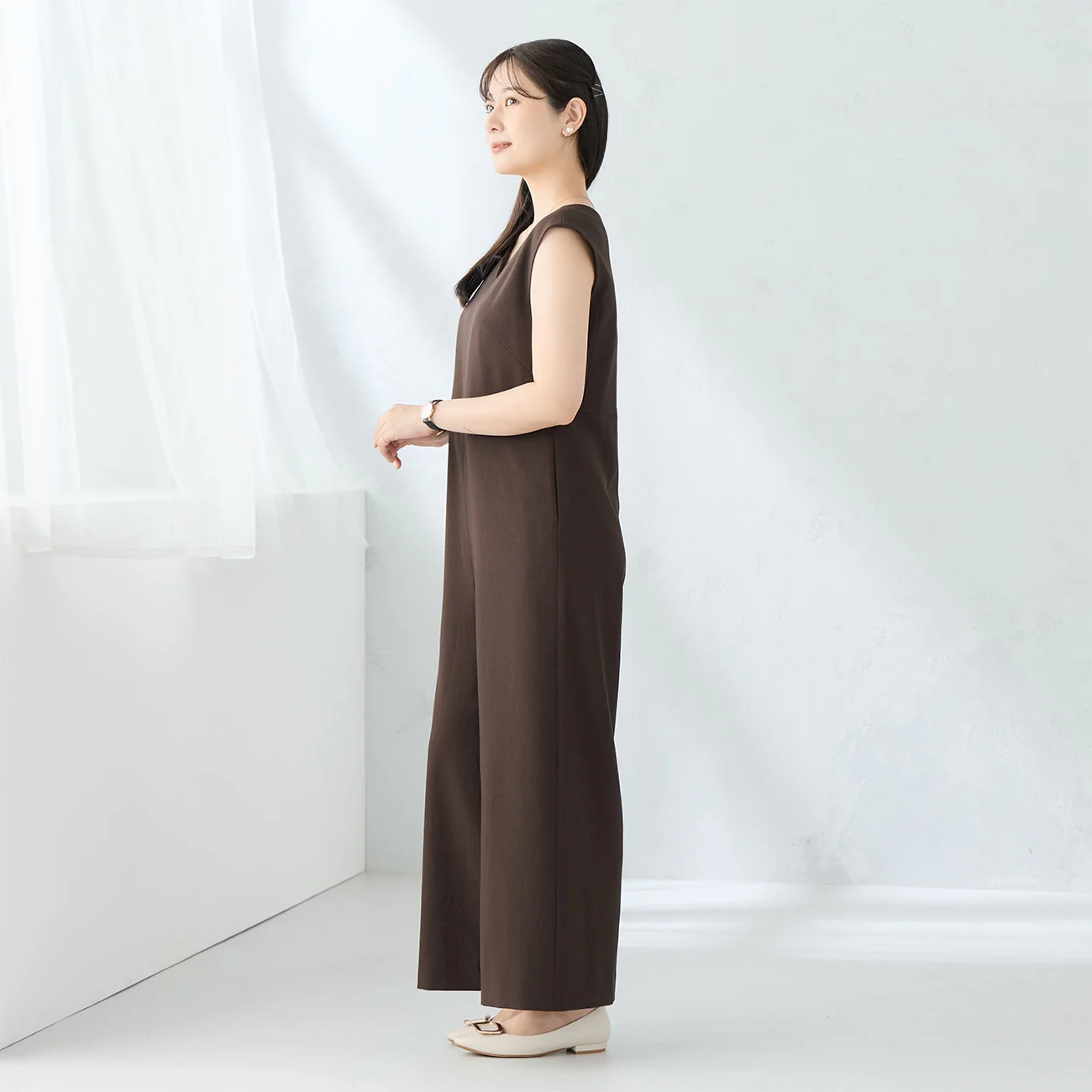 RIRANCHA Stretch Sleeveless Jumpsuit - Brown - Image 9