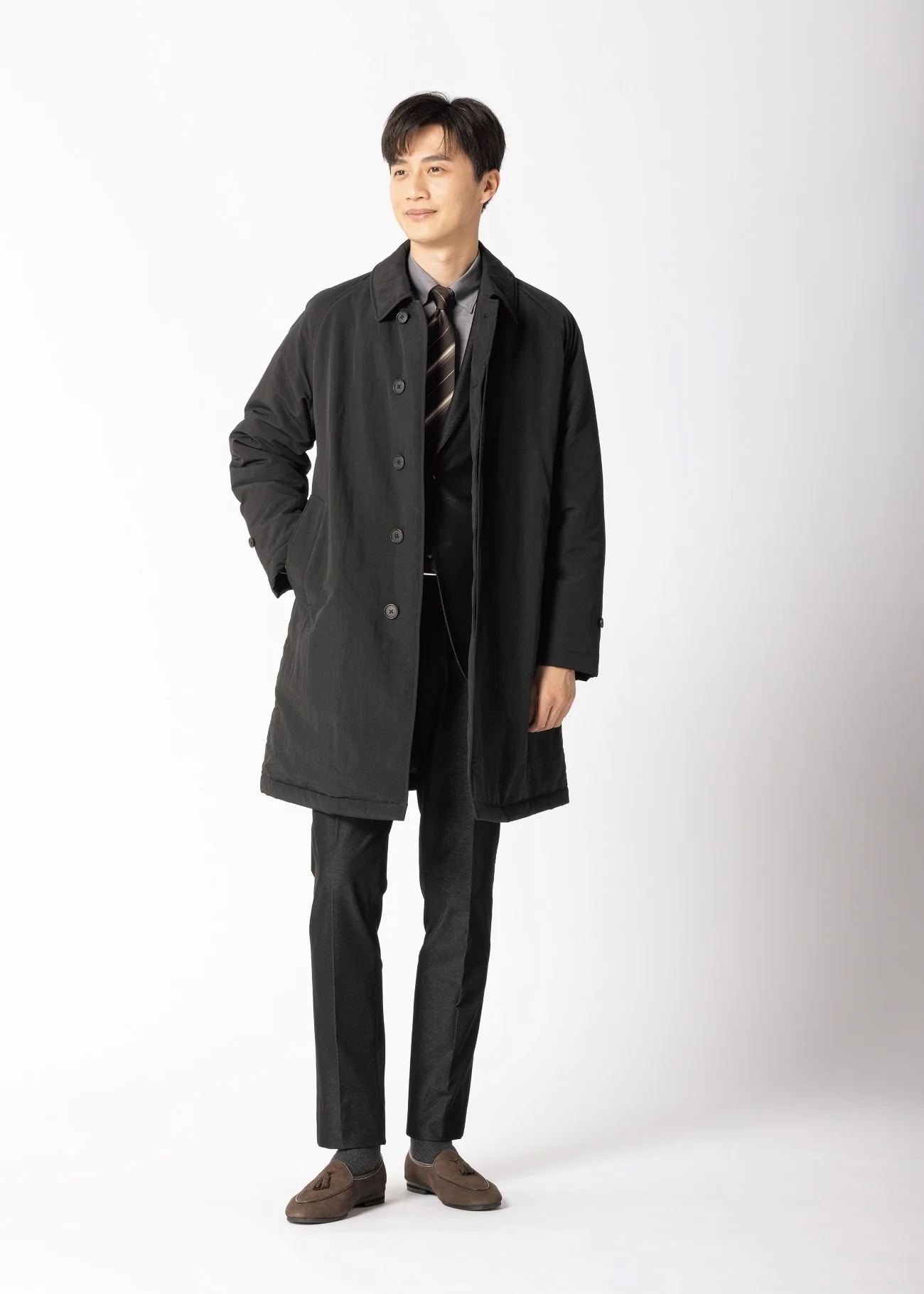 Water-Repellent Padded Balmacaan Coat - Image 3