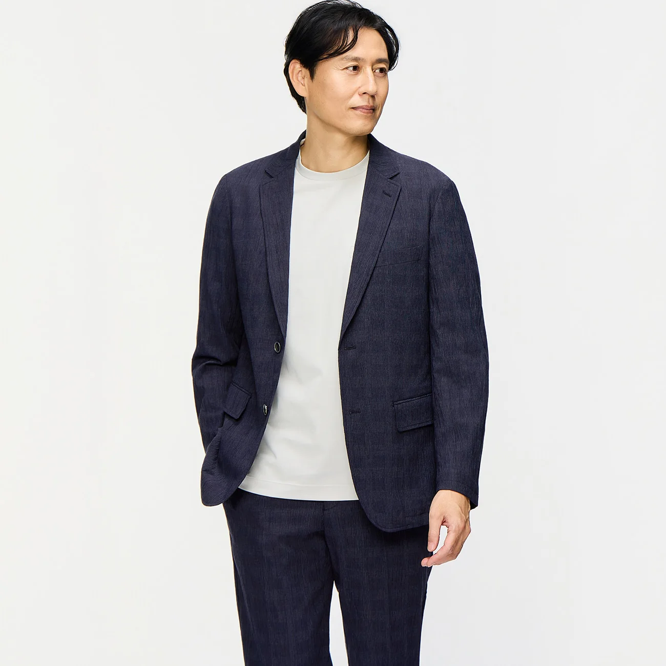 Pajama SUITS Premium SUPER Aircool Washable Stretch Crepe Jacket - Navy - Image 3
