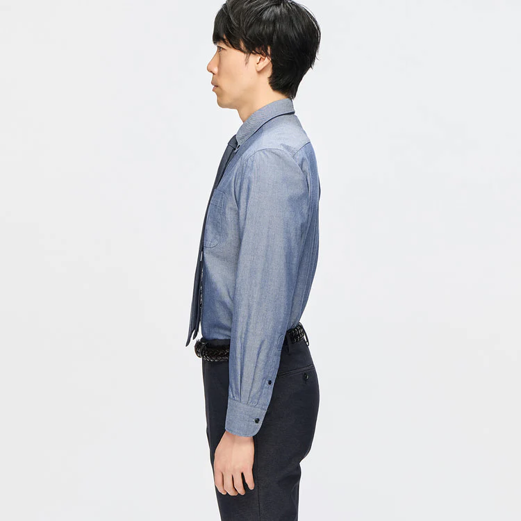 Business Casual Denim-Like Button-Down Shirt - Image 10