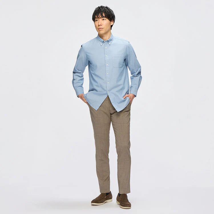 Business Casual Denim-Like Button-Down Shirt - Image 14