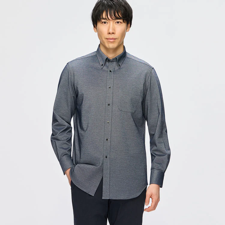 Business Casual Stretch Jersey Button-Down Shirt