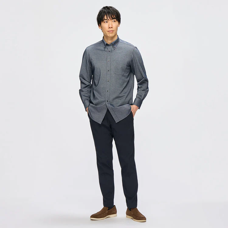 Business Casual Stretch Jersey Button-Down Shirt - Image 7