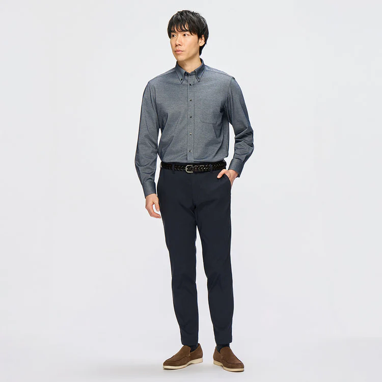 Business Casual Stretch Jersey Button-Down Shirt - Image 9