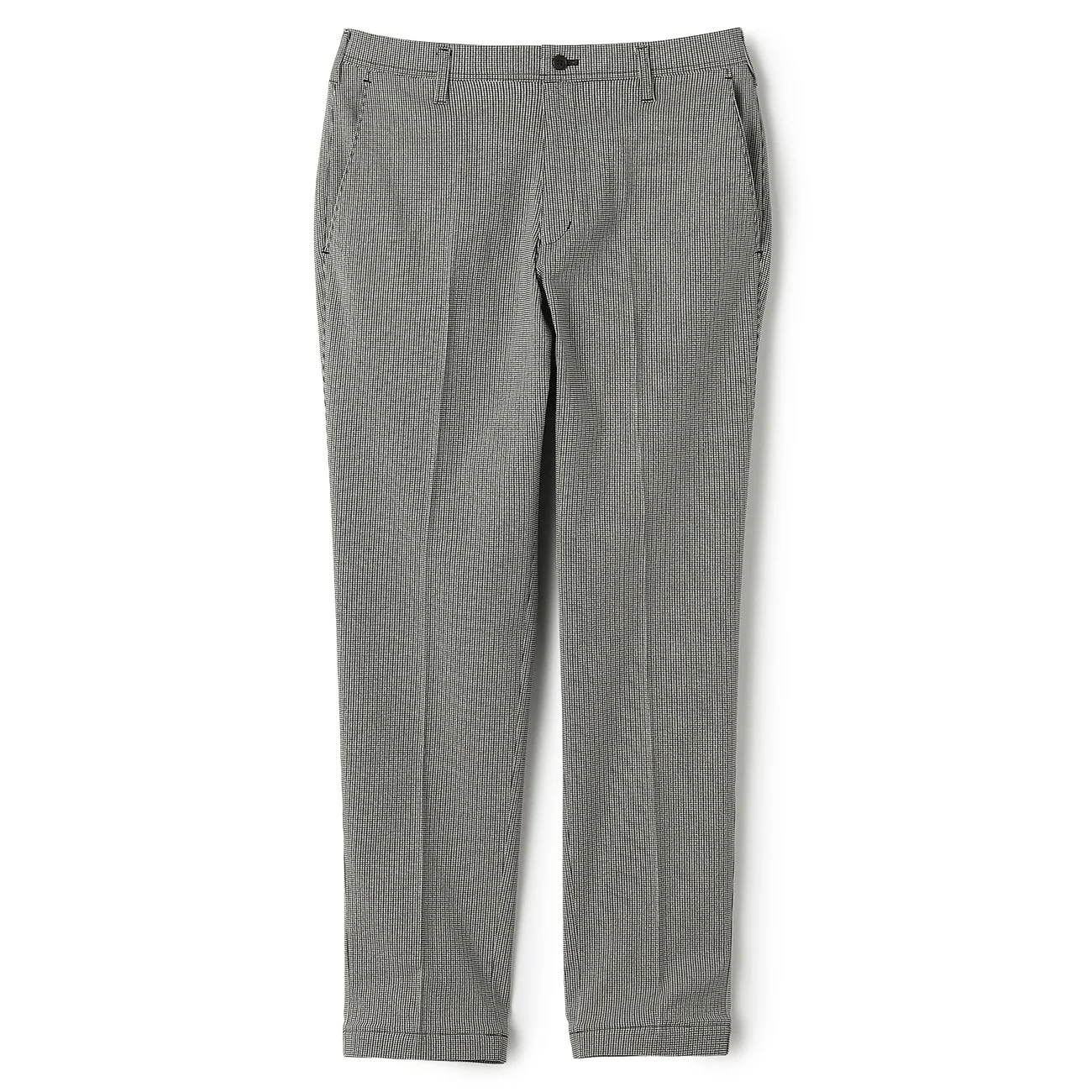 Adjustable Hem Stretch Houndstooth Tapered Pants - Gray