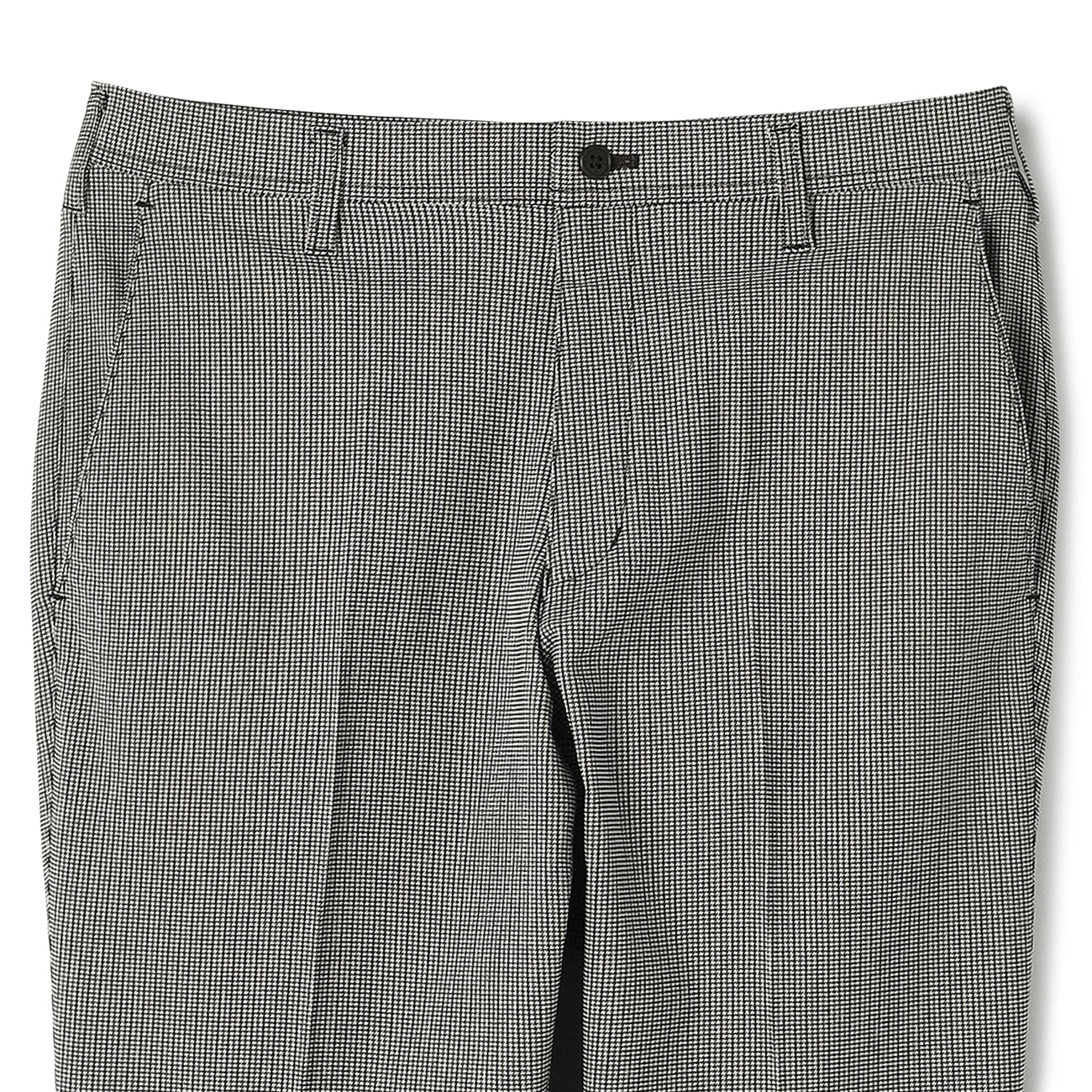 Adjustable Hem Stretch Houndstooth Tapered Pants - Gray - Image 3