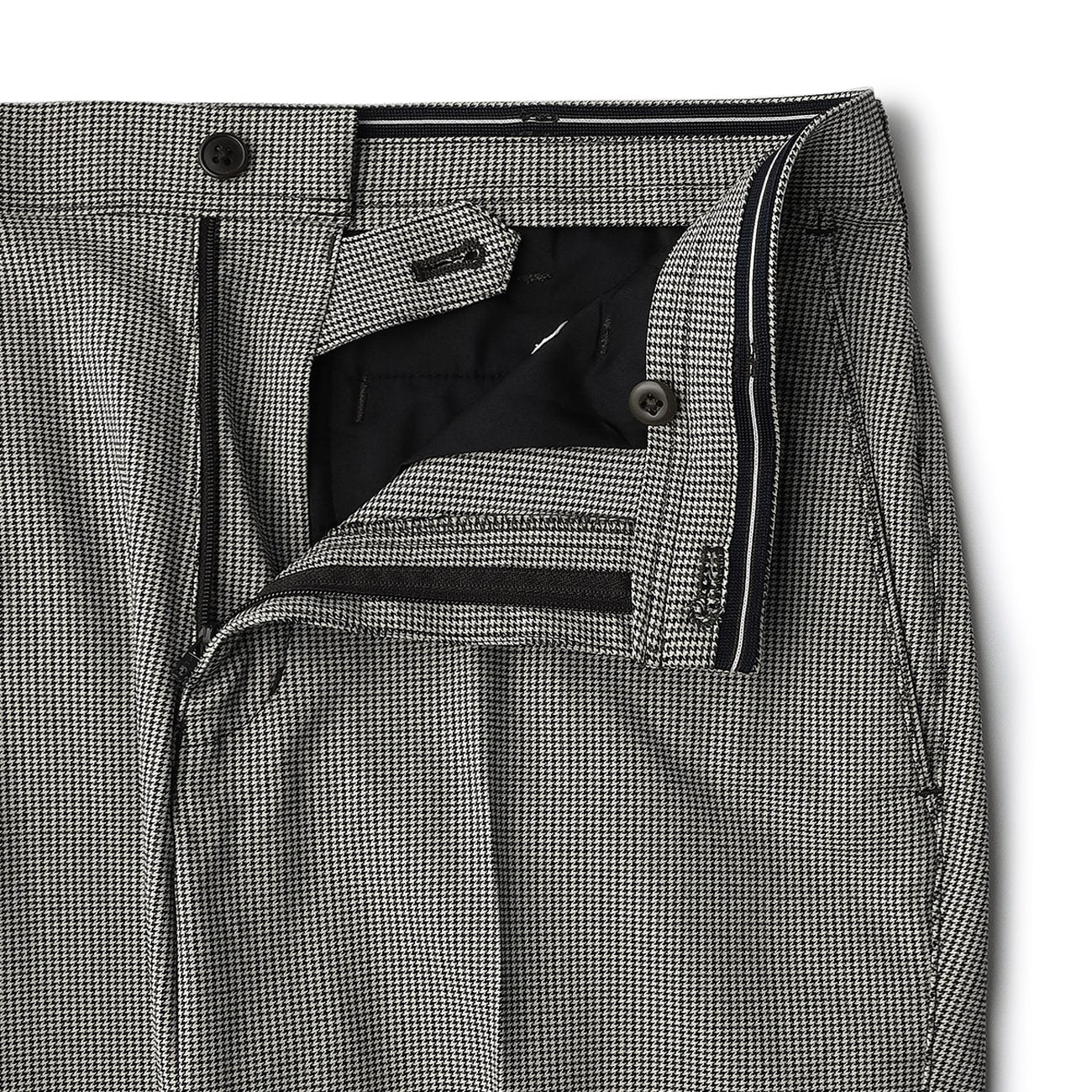 Adjustable Hem Stretch Houndstooth Tapered Pants - Gray - Image 5