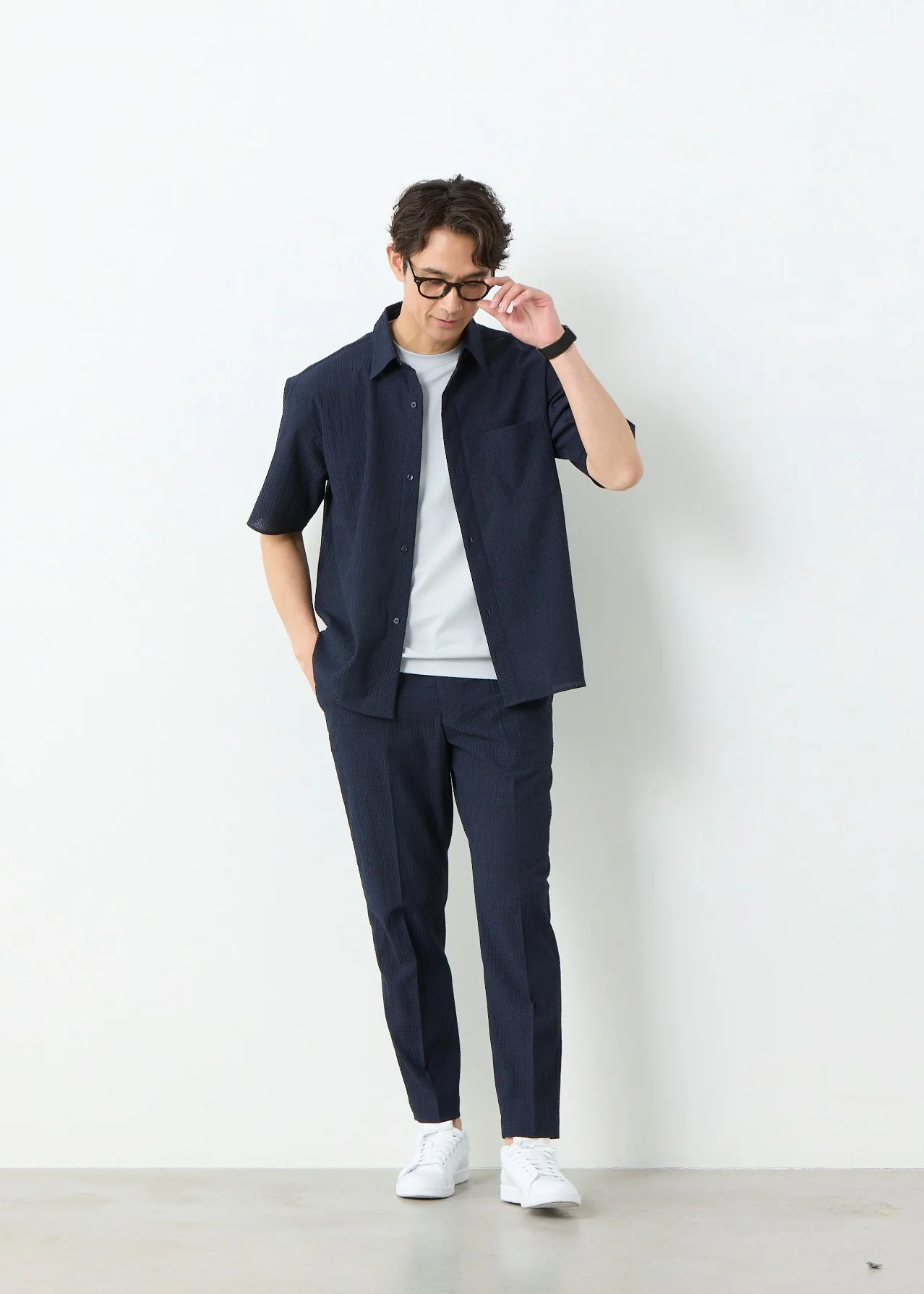 Pajama Suits Aircool Tricot Seersucker Pants - Navy - Image 3