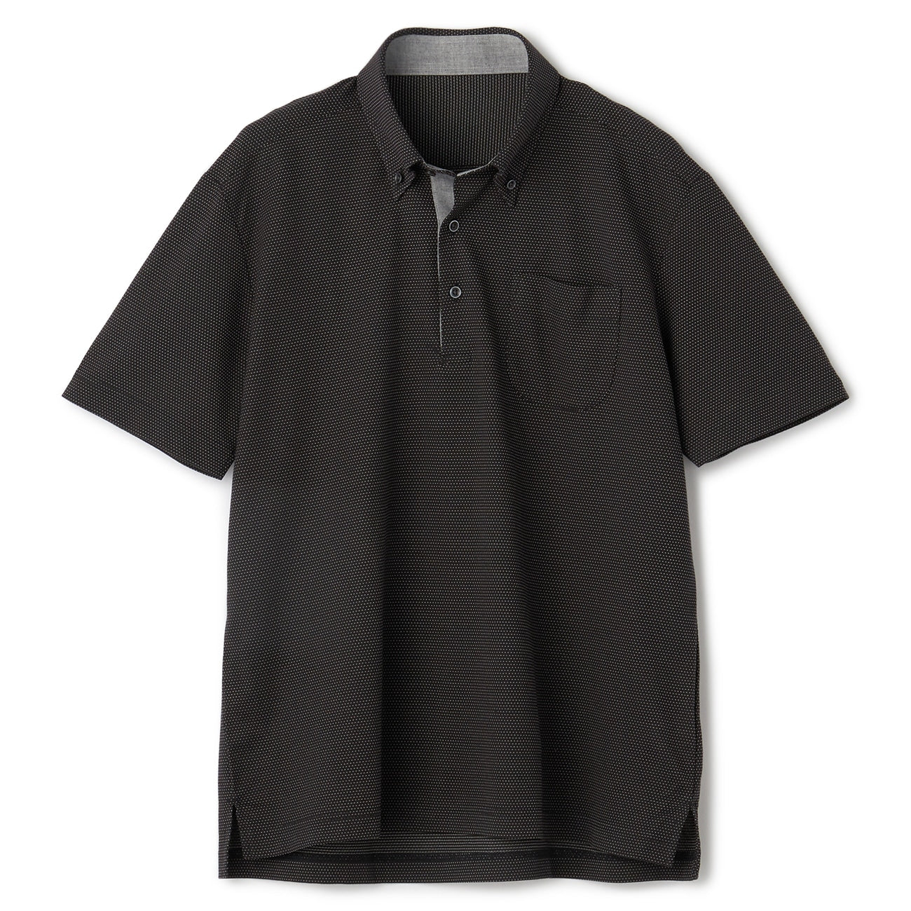 Biz Polo Aircool Button-Down Sashiko Polo Shirt - Black