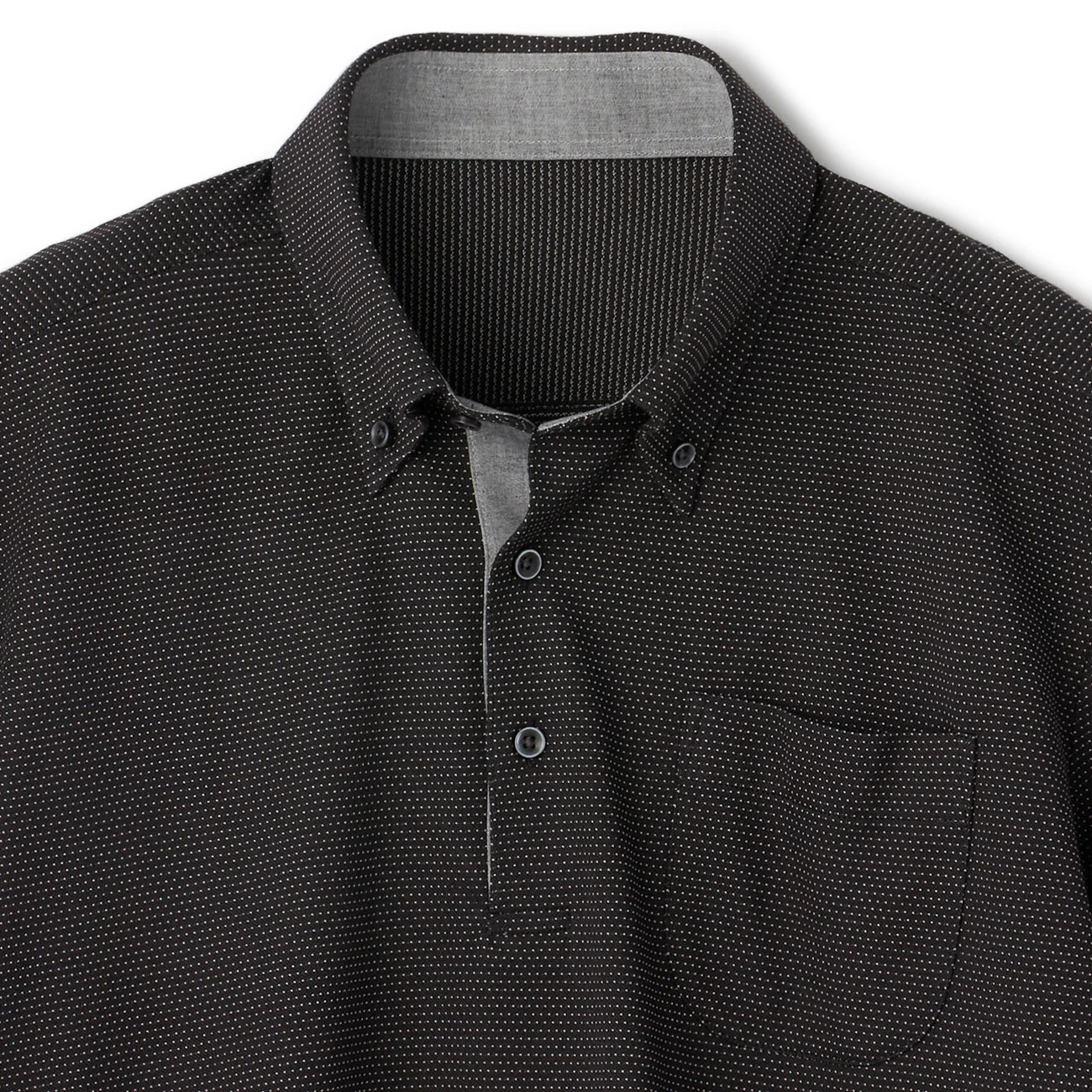 Biz Polo Aircool Button-Down Sashiko Polo Shirt - Black - Image 3
