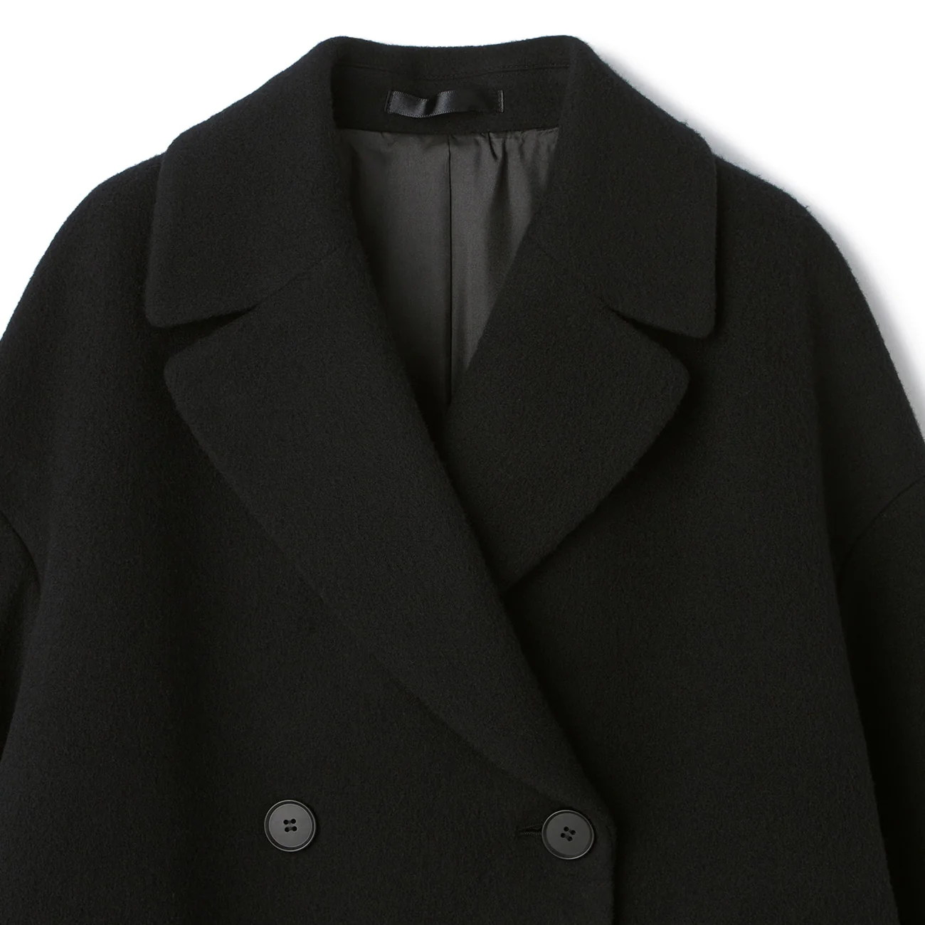 Japanese Fabric Double Breasted Wool Chester Coat - Black - Image 8