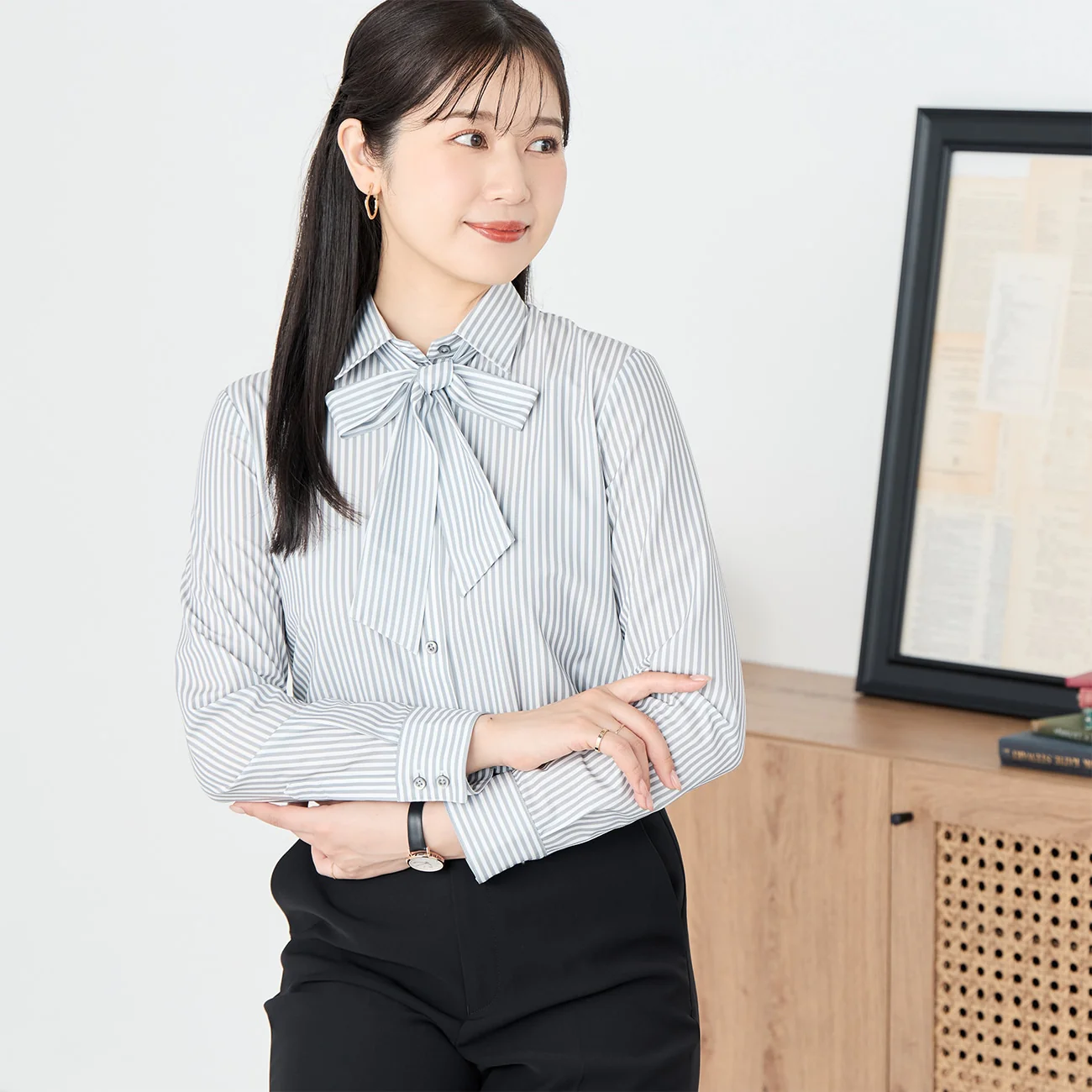 Non-Iron Bow Tie Stripe Shirt - Gray