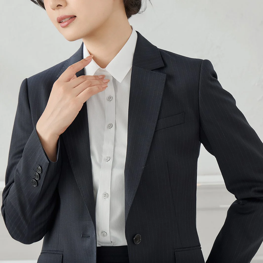 UV Protection Contrast Collar Stripe Shirt - Gray - Image 4