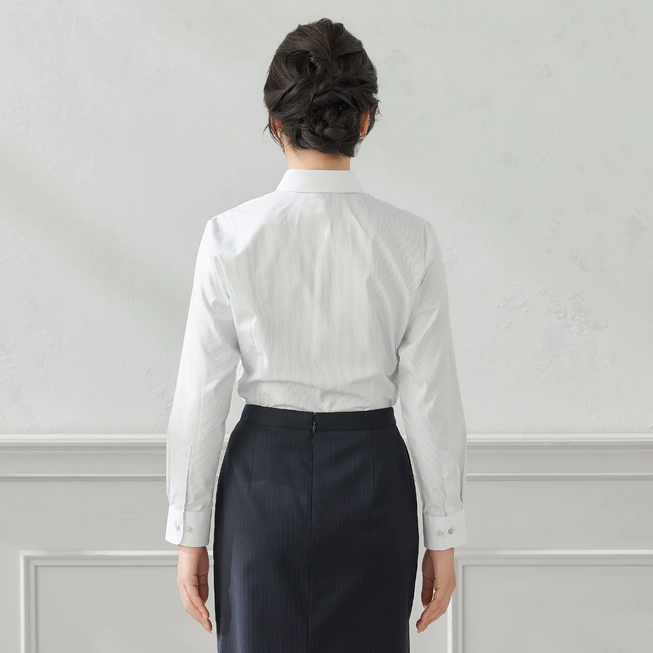 UV Protection Contrast Collar Stripe Shirt - Gray - Image 7