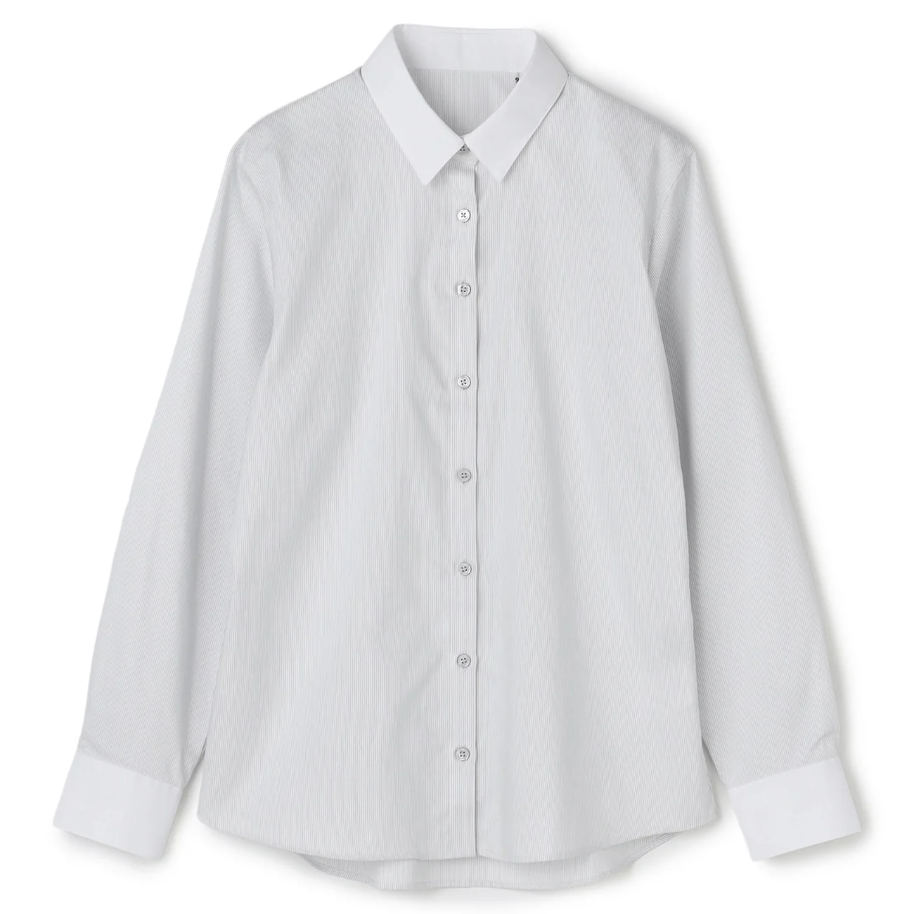 UV Protection Contrast Collar Stripe Shirt - Gray - Image 9