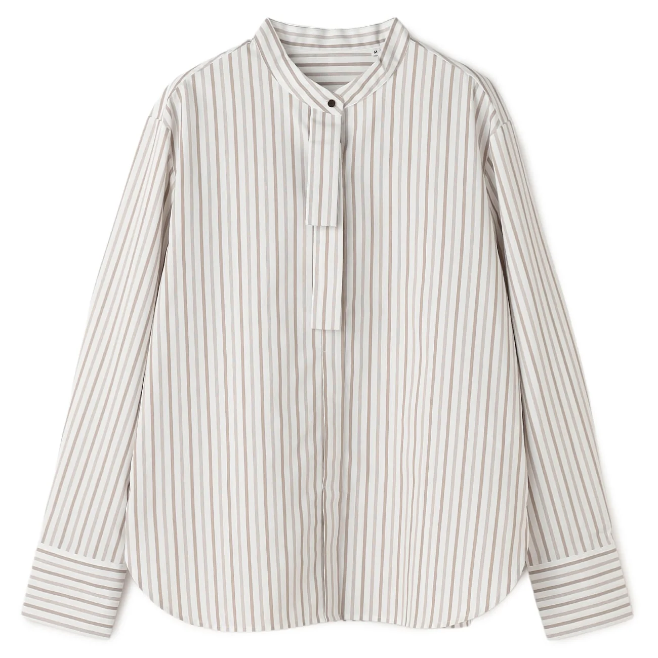 Stripe Band Collar Shirt - Beige - Image 6