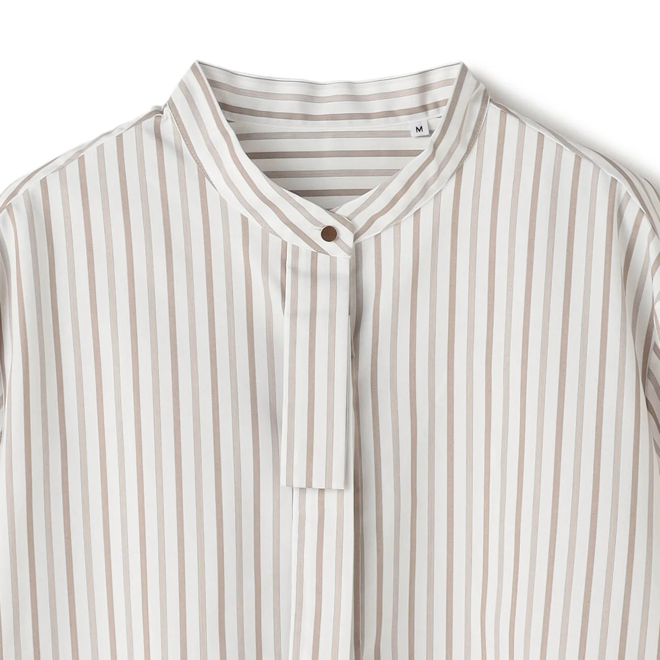 Stripe Band Collar Shirt - Beige - Image 7