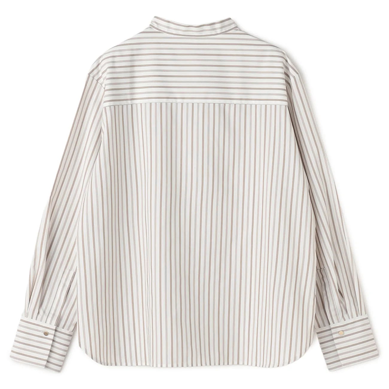 Stripe Band Collar Shirt - Beige - Image 8