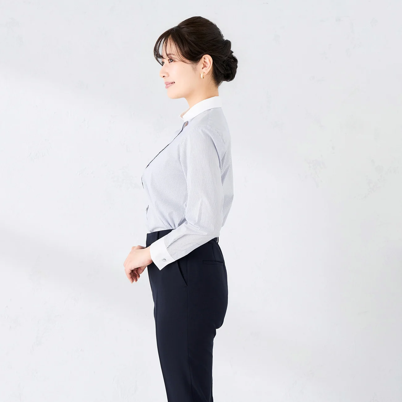 Women's Wrinkle-resistant Stretch Contrast Collar Shirt - Blue - Image 4