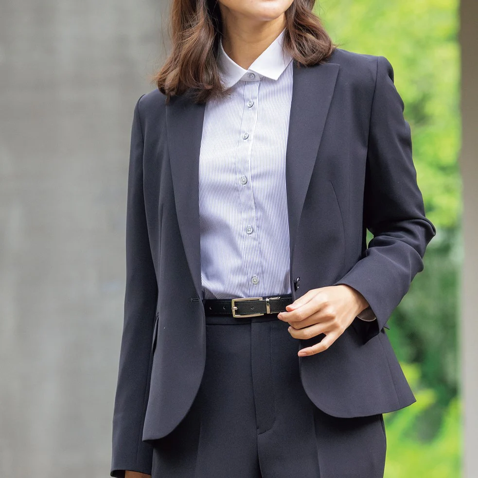 Women's Wrinkle-resistant Stretch Contrast Collar Shirt - Blue - Image 6