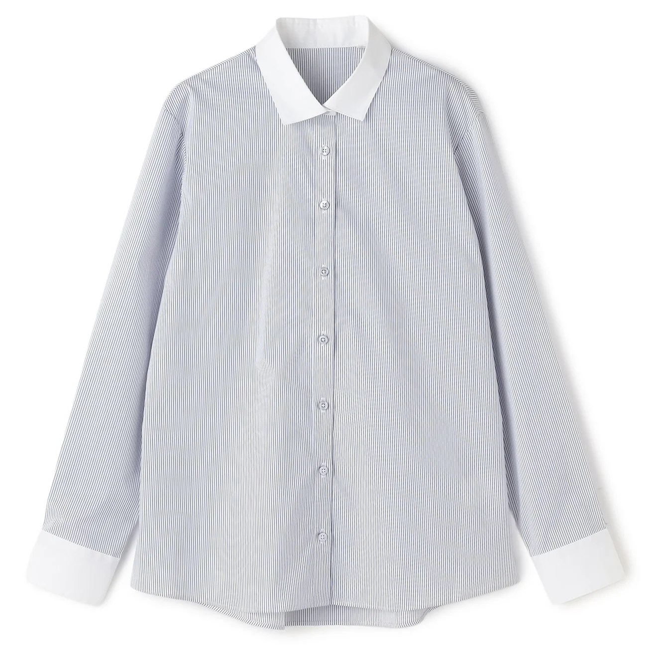 Women's Wrinkle-resistant Stretch Contrast Collar Shirt - Blue - Image 7