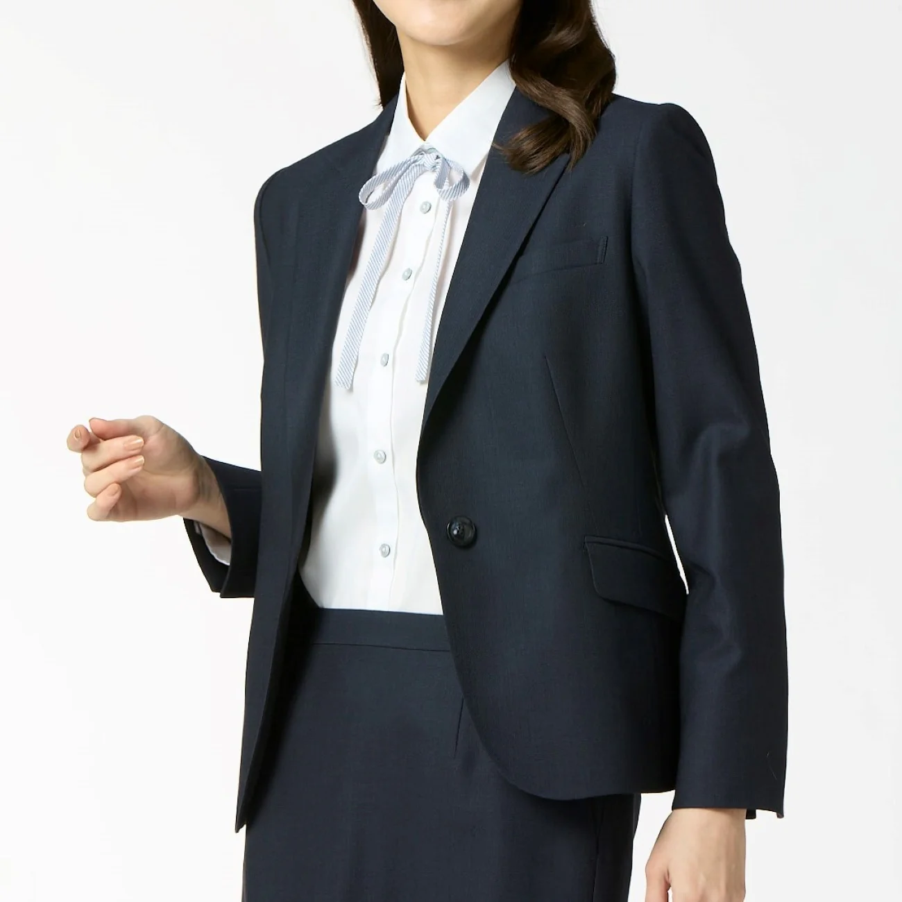 Women's Wrinkle-resistant Stretch Shirt with Ribbon - White - Image 6