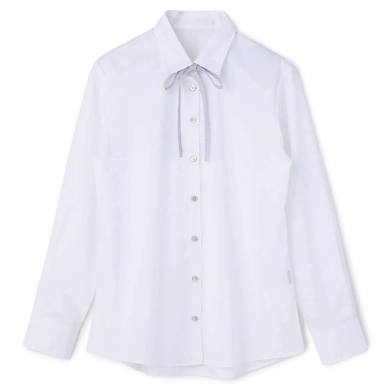 Women's Wrinkle-resistant Stretch Shirt with Ribbon - White - Image 7