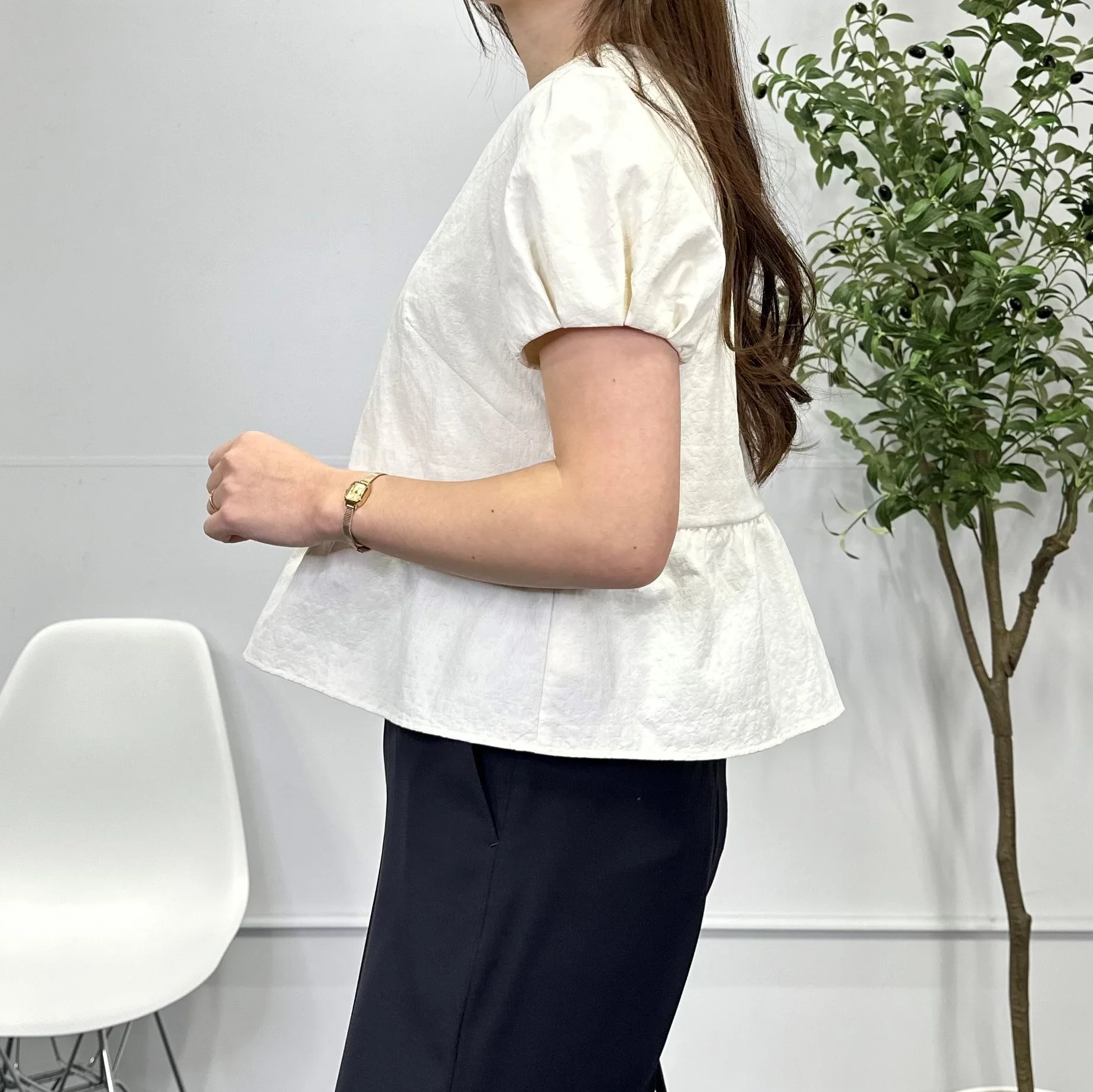Peplum Blouse - Off-white - Image 3