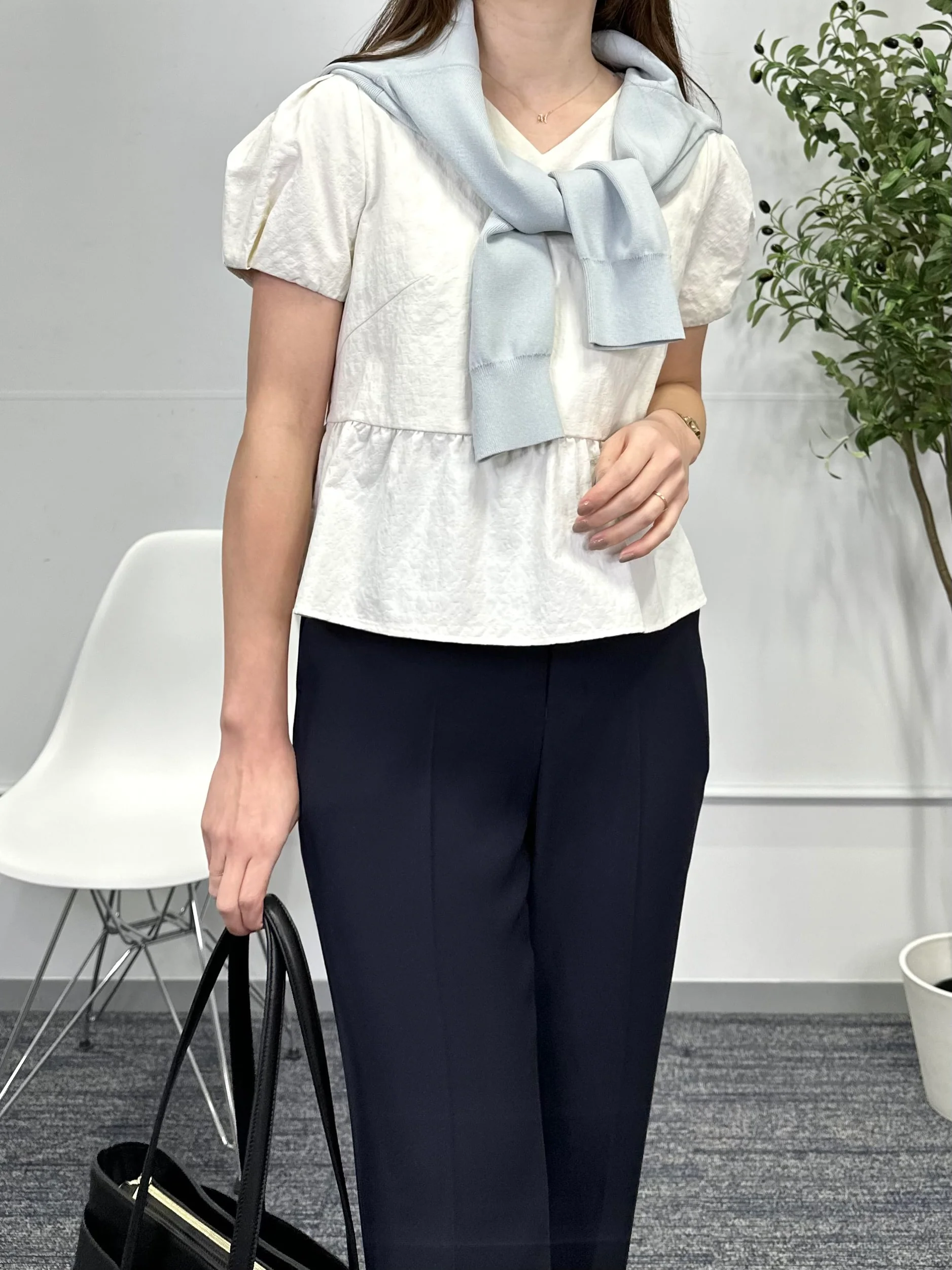Peplum Blouse - Off-white - Image 4