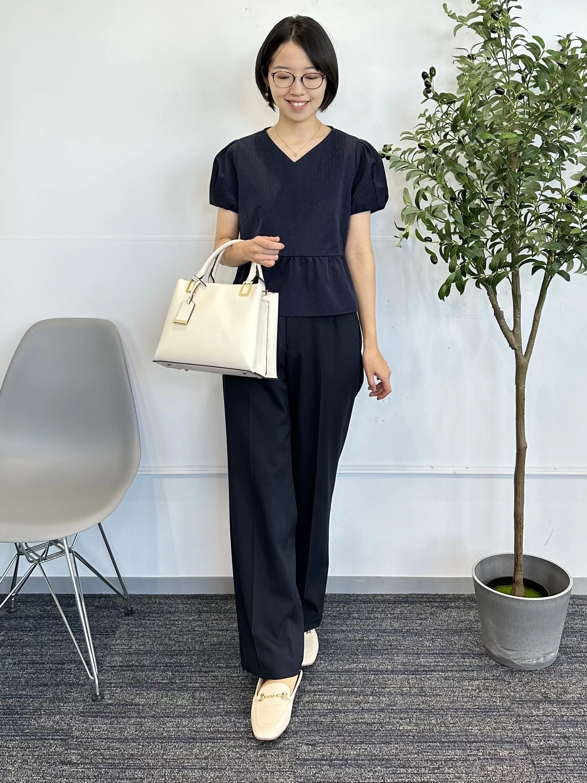 Peplum Blouse - Navy - Image 4