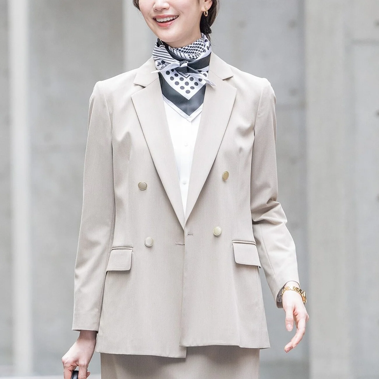 Collared Blouse with Scarf - White - Image 12