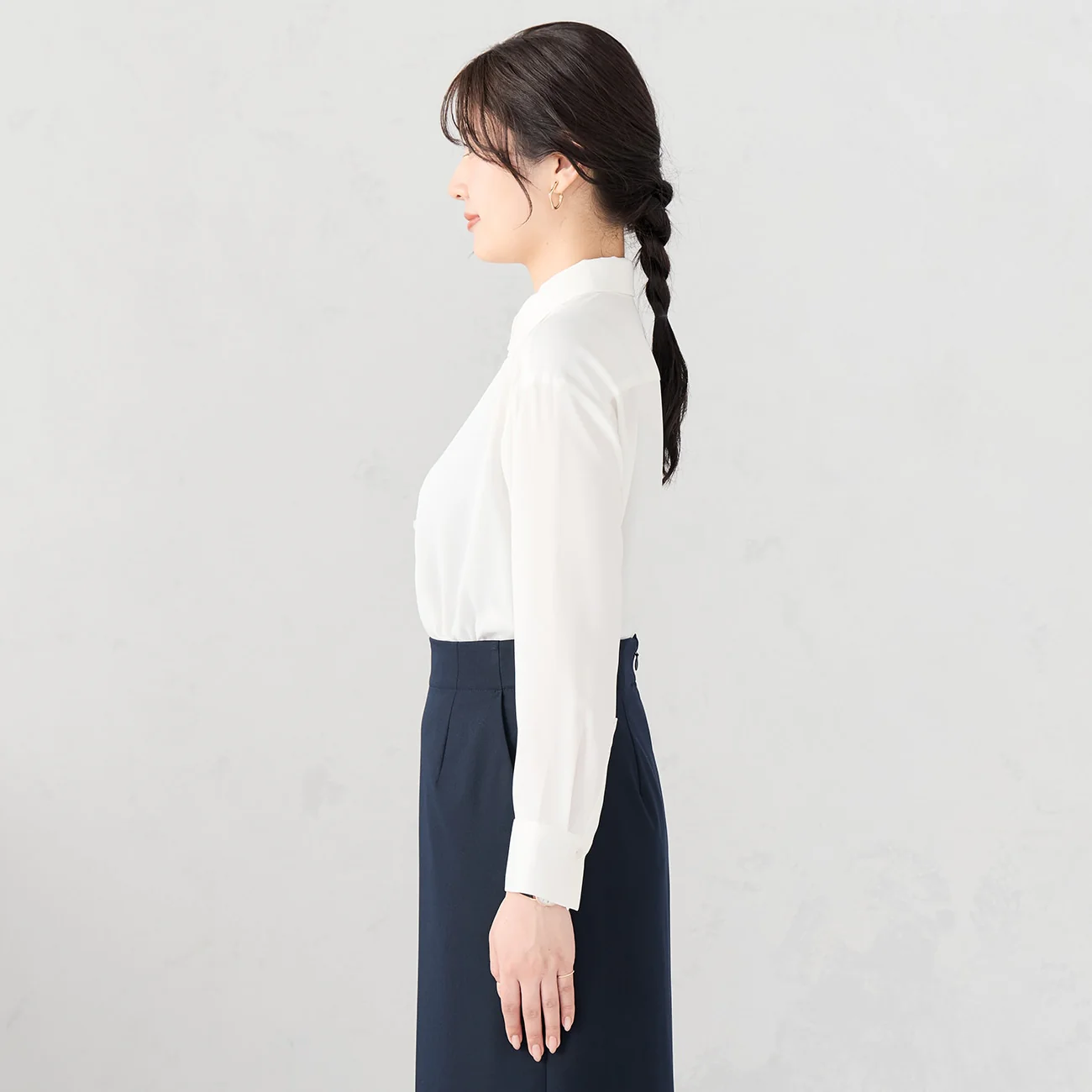Collared Blouse with Scarf - White - Image 8