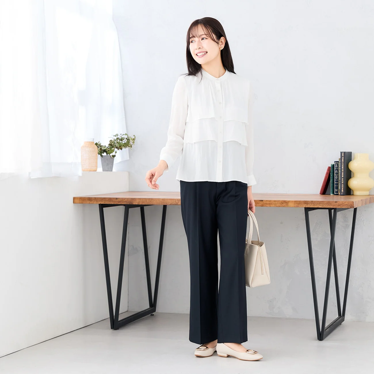Layered Blouse - White - Image 3