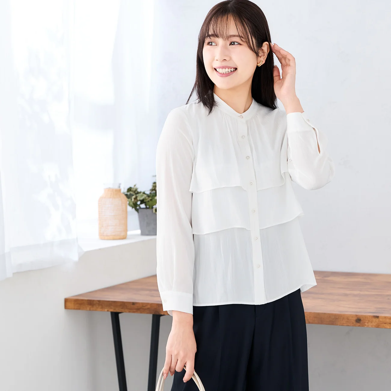 Layered Blouse - White - Image 4