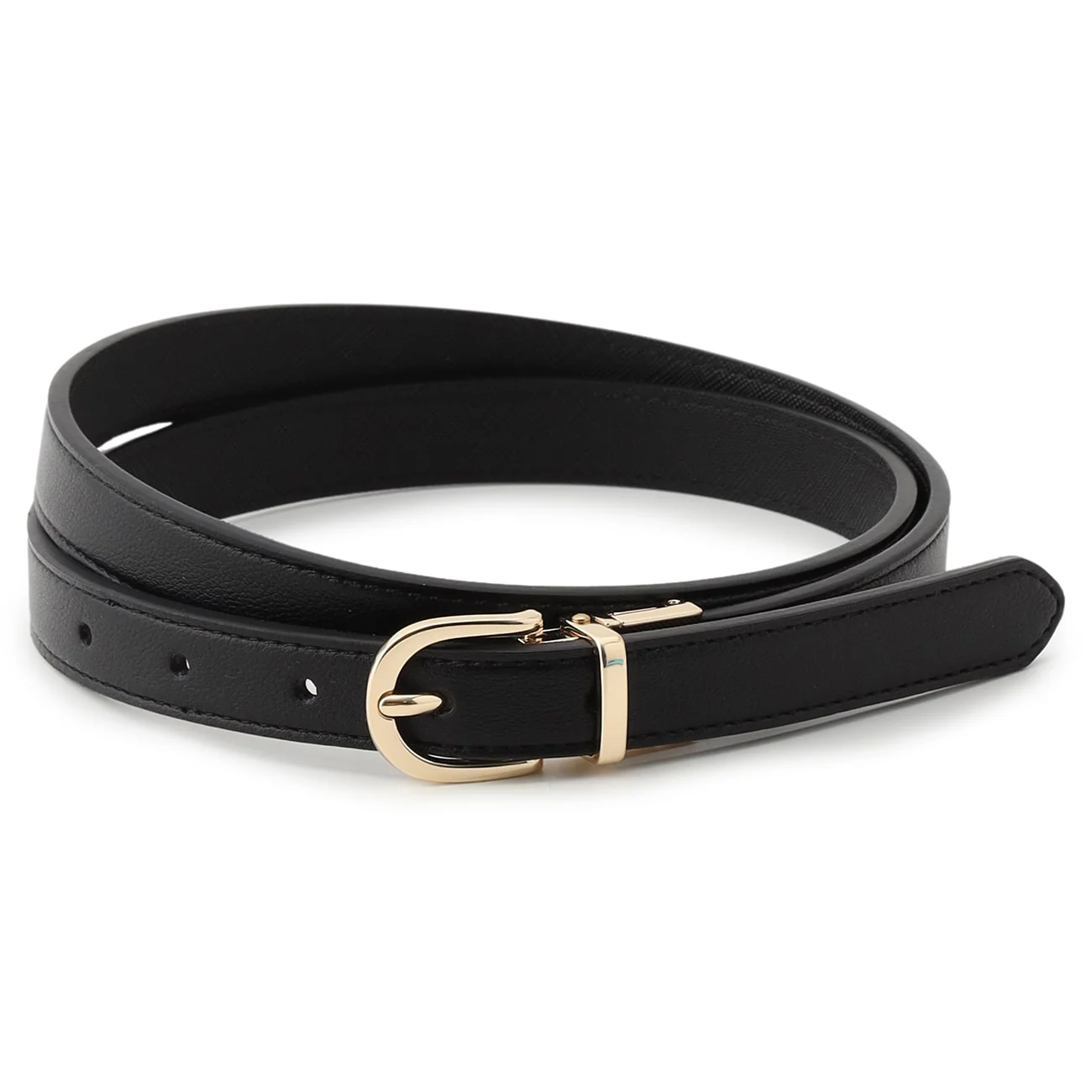 2cm Reversible Gold Buckle Belt - Black - Image 2