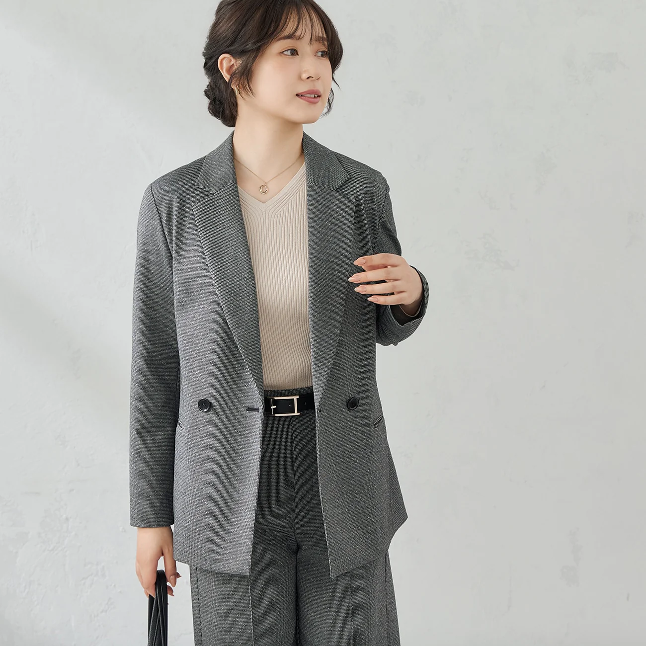 Pajama Suits Tweed Jersey Double Breasted Jacket - Image 14