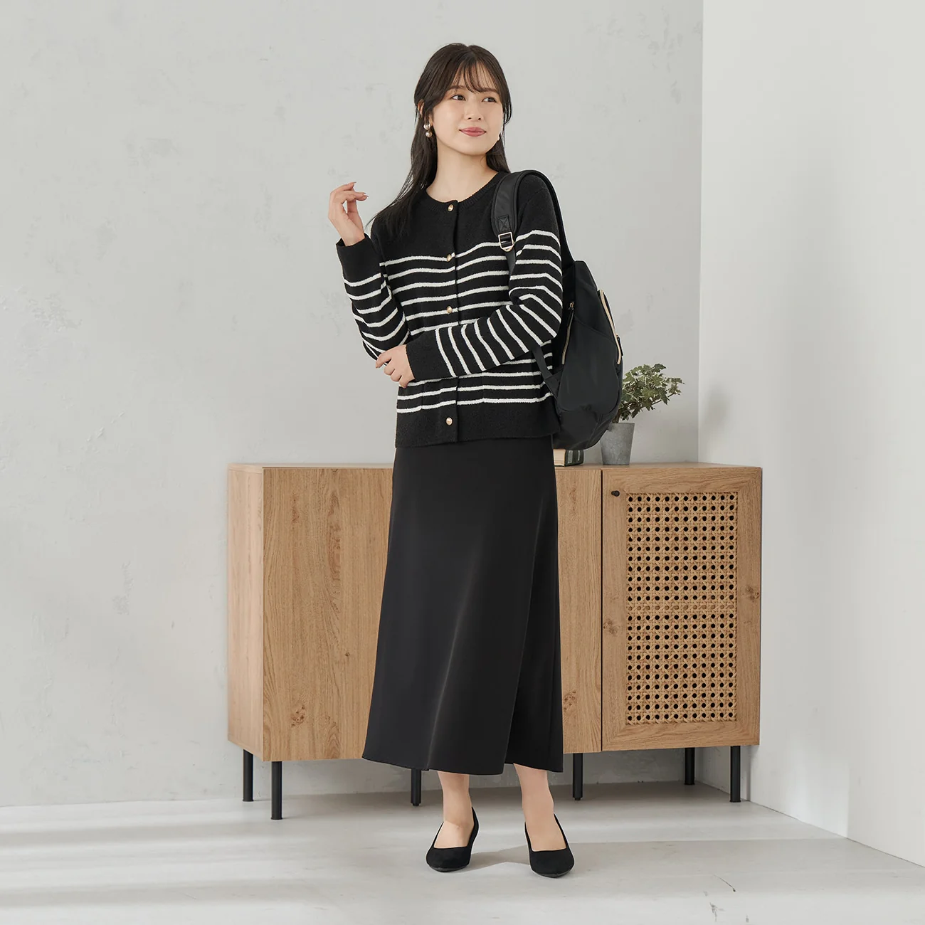 Stripe Knit Jacket - White/Black - Image 2