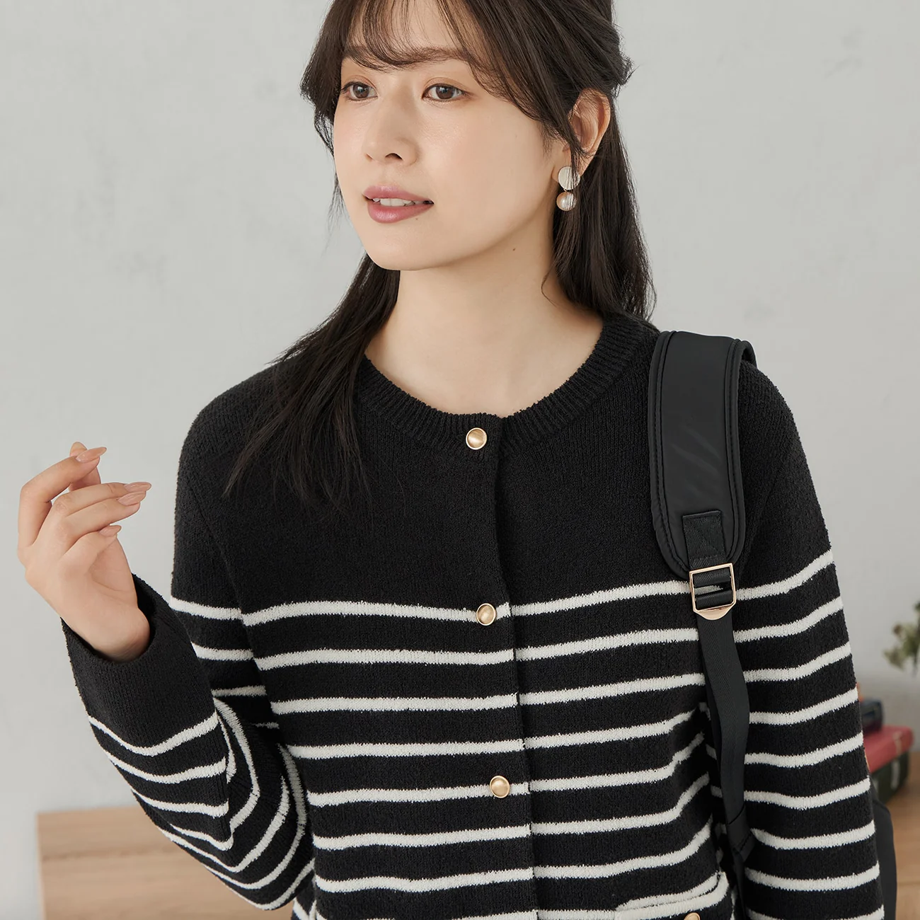 Stripe Knit Jacket - White/Black - Image 4