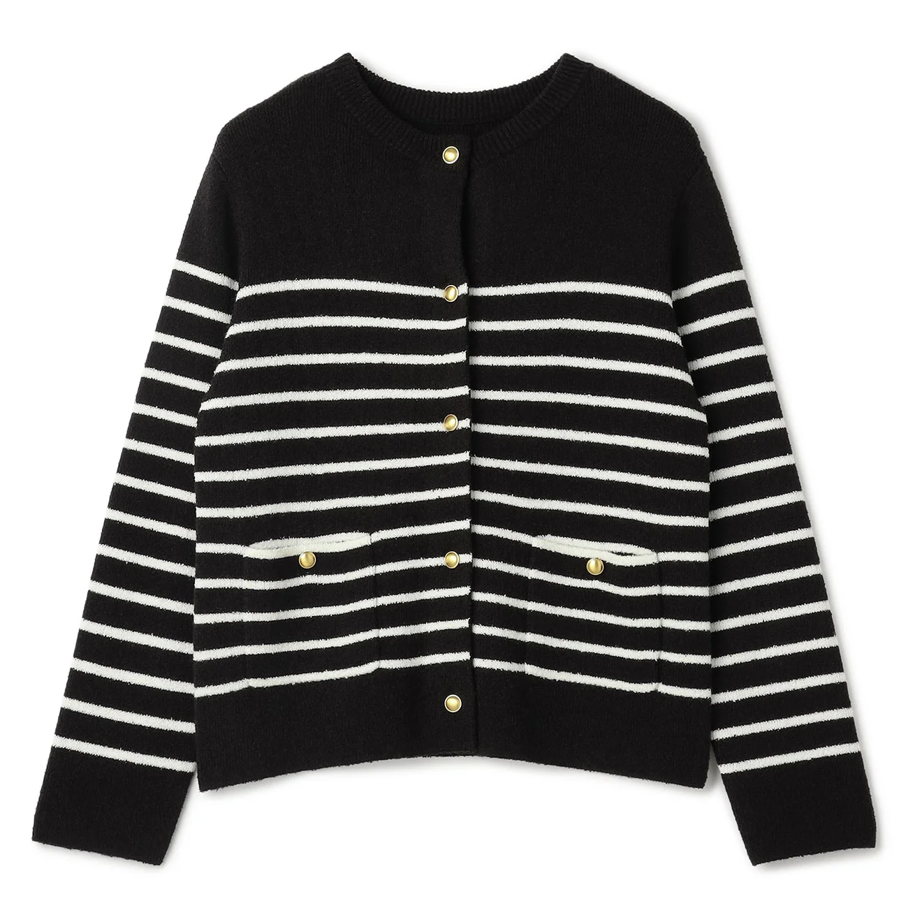 Stripe Knit Jacket - White/Black - Image 7
