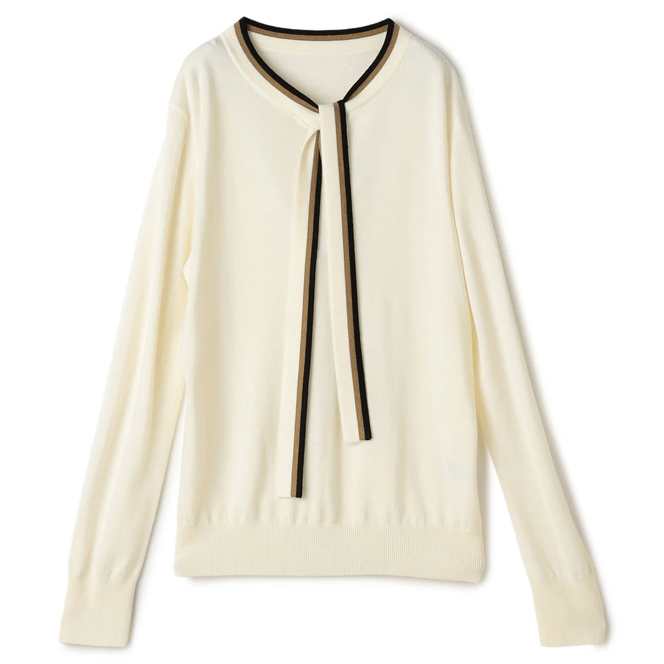Washable Contrast Wool Silk Blend Bowtie Sweater - Image 10