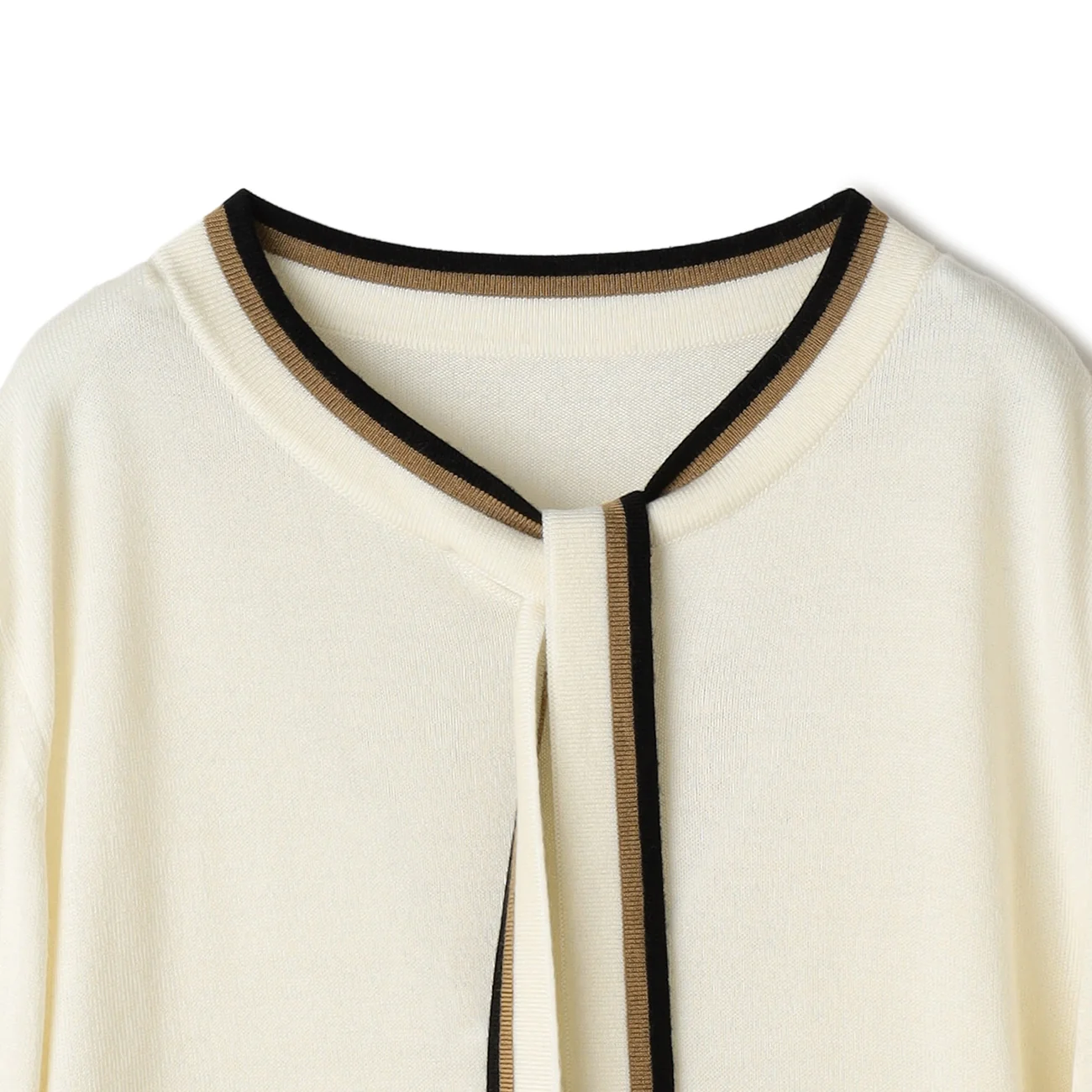 Washable Contrast Wool Silk Blend Bowtie Sweater - Image 11
