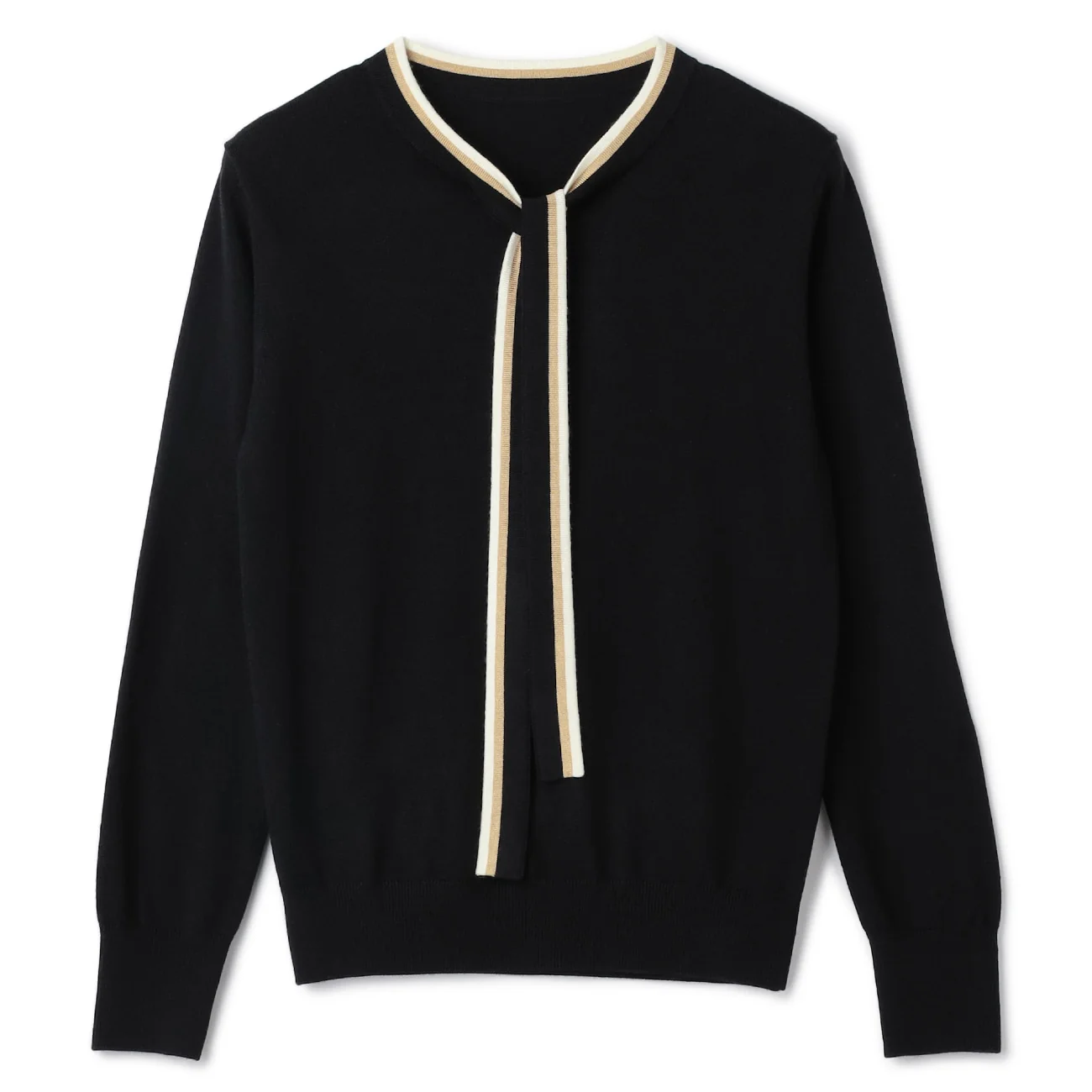 Washable Contrast Wool Silk Blend Bowtie Sweater - Image 21