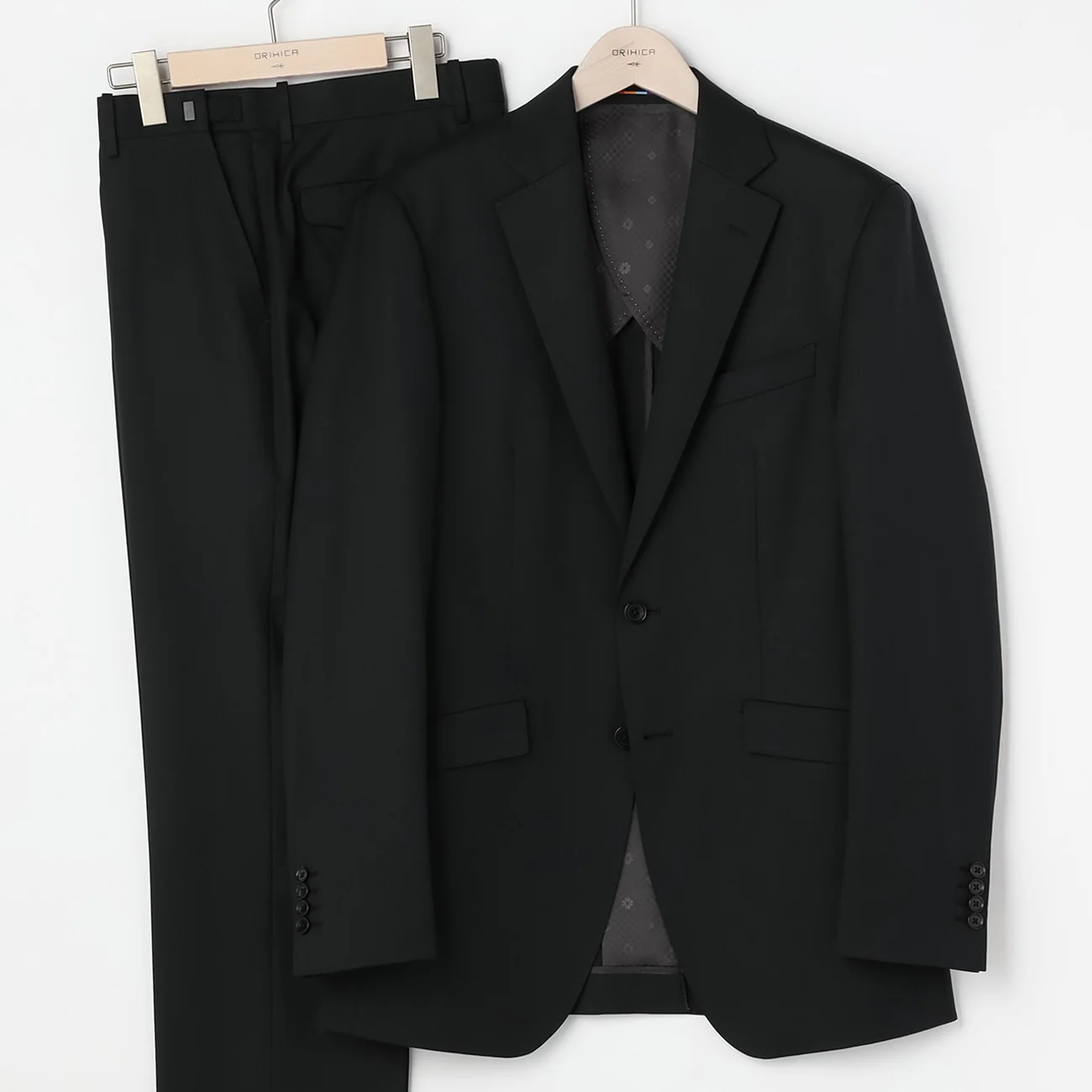 Lustrous Wool Blend Suit with Side Adjuster - Khaki