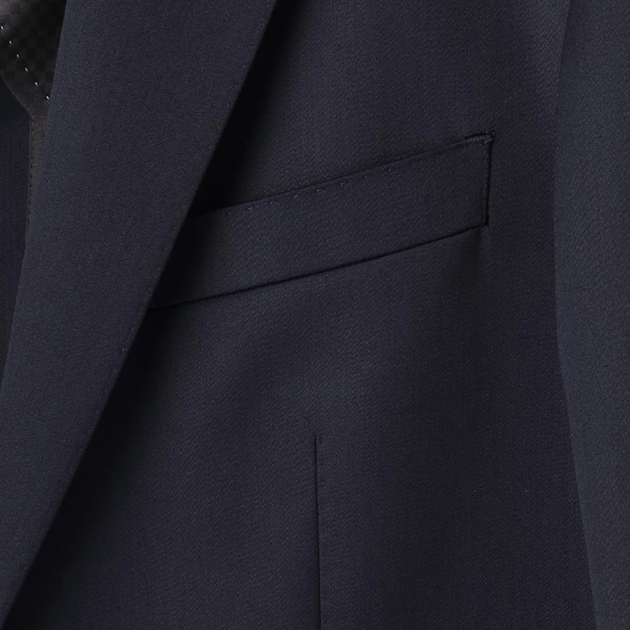 Lustrous Wool Blend Suit with Side Adjuster - Navy - Image 3