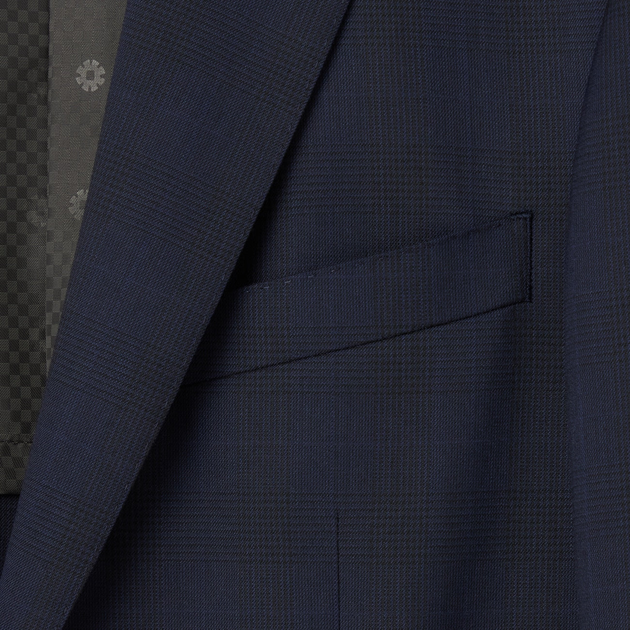 Wool Blend Glen-plaid Suit - Navy - Image 3