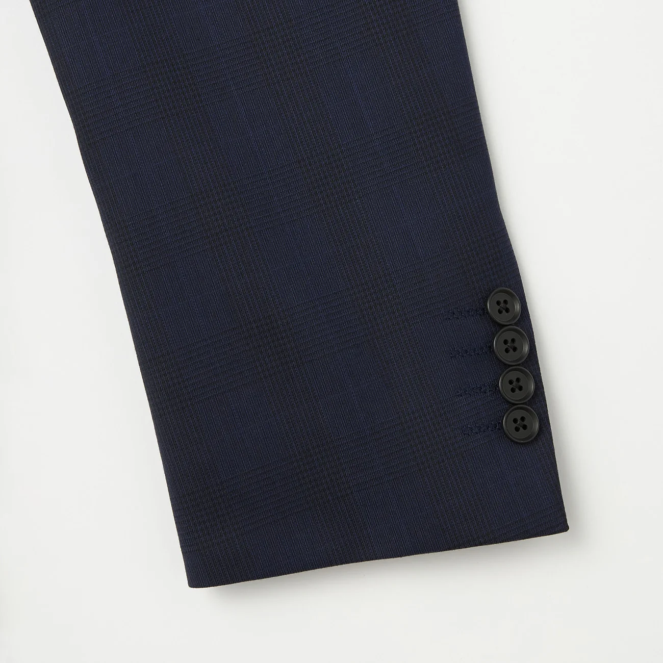 Wool Blend Glen-plaid Suit - Navy - Image 4